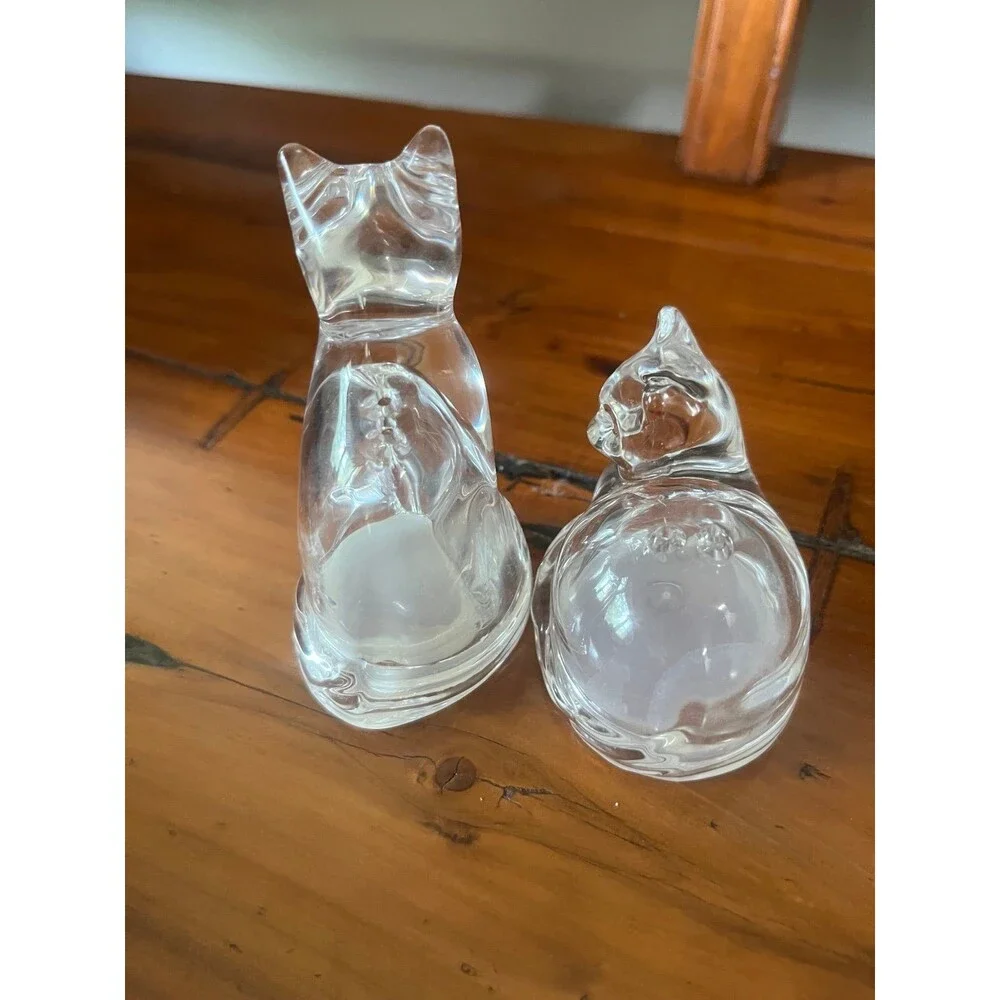 Vintage Gorham Fine Crystal Cat Pair Salt and Pepper Shakers